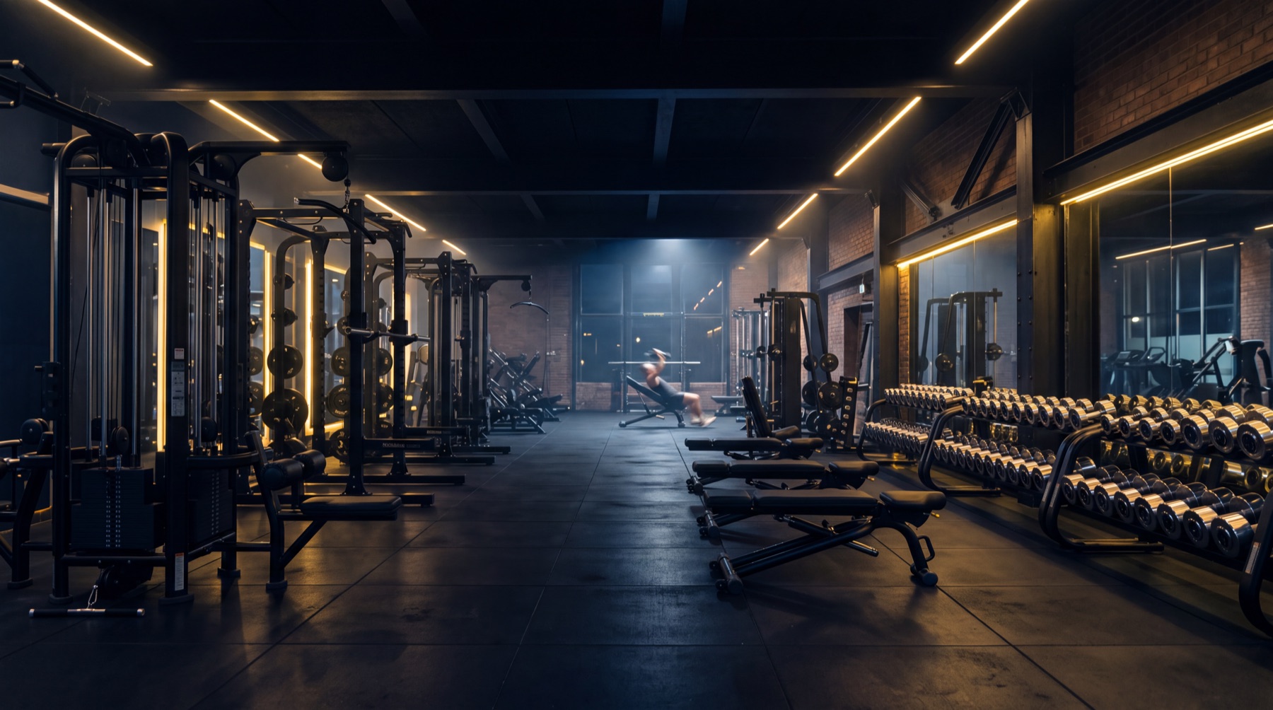 Sala de musculación de PRO GYM Copiapó con máquinas y luz de mañana